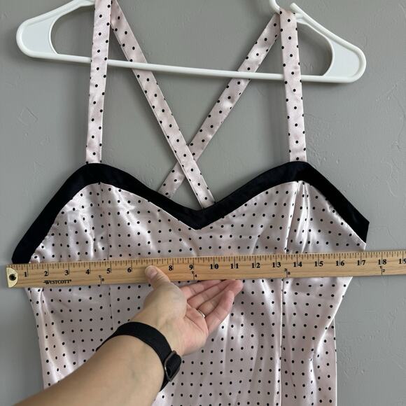 Vintage Marilyn Monroe by Warner’s Pink Satin Polka Dot Nighty Slip Dress Sz M - Picture 6 of 8